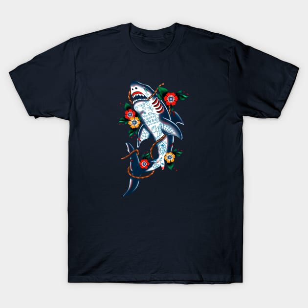 SHARK TRADITIONAL TATTOO T-Shirt by MAYRAREINART